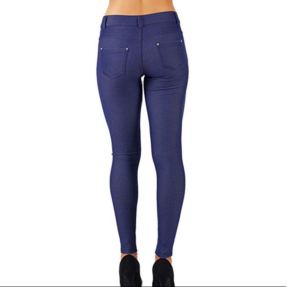 Long denim blue jeggings - Picture 3 of 3
